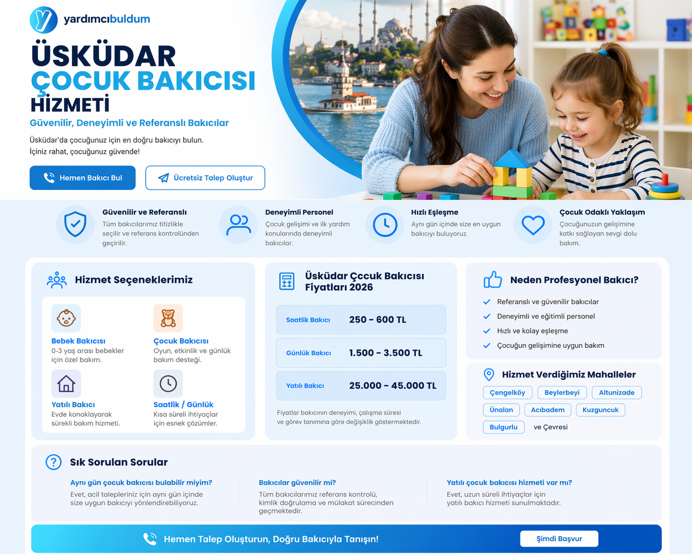 Üsküdar Çocuk Bakıcısı Hizmeti 2026 | Güvenilir ve Deneyimli Bakıcı